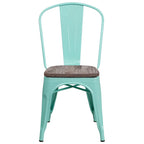 Metal Stackable Chair with Wood Seat - 17.75W x 20D x 33.5H - 17.75W x 20D x 33.5H