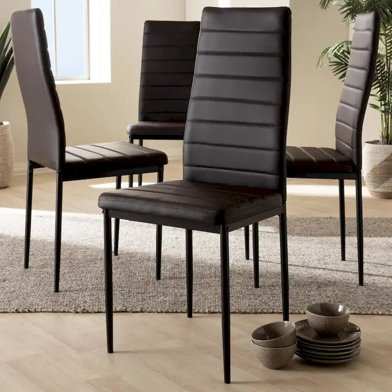 Modern Faux Leather Dining Chair 4-Piece Set by Baxton Studio