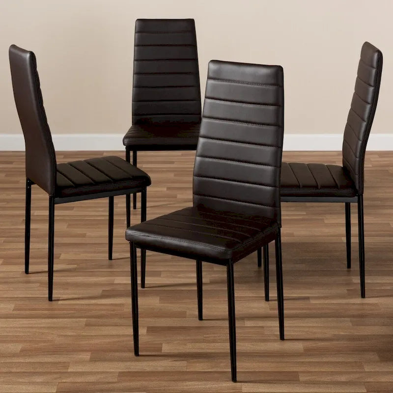 Modern Faux Leather Dining Chair 4-Piece Set by Baxton Studio