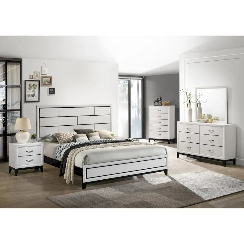 Roundhill Furniture Stout Contemporary White Panel 5-piece Bedroom Set