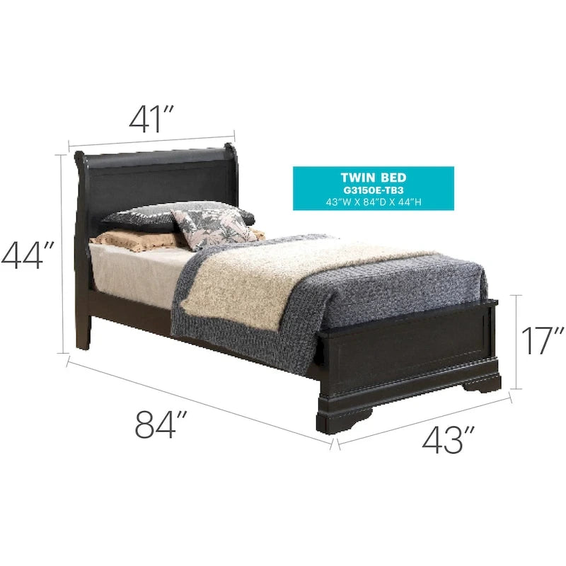 Louis Philippe Sleigh Twin Panel Bed
