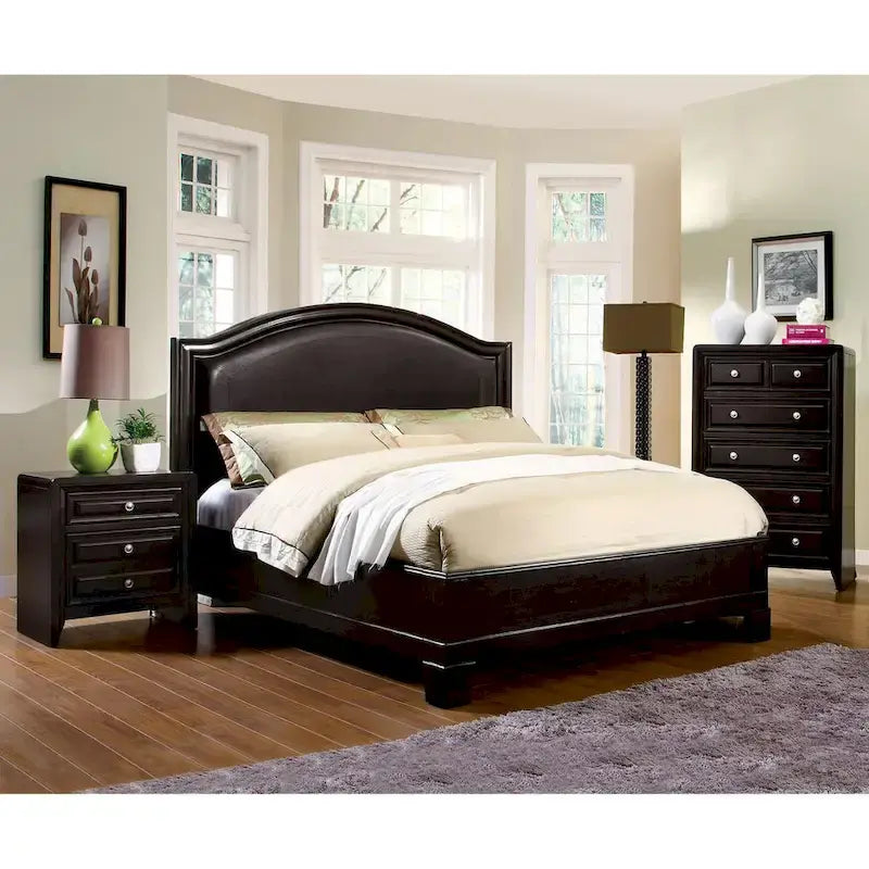 Furniture of America Pigh Traditional Espresso Padded Platform Bed