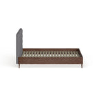 Carson Carrington Harjavalta Mid-century Grey Upholstered Walnut Wood Platform Bed