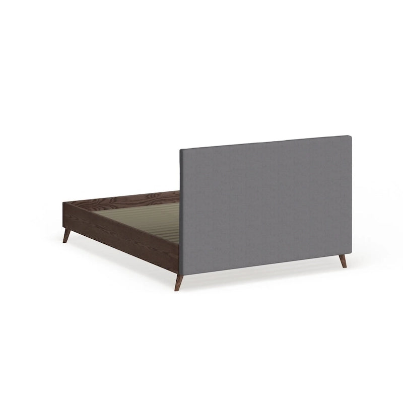 Carson Carrington Harjavalta Mid-century Grey Upholstered Walnut Wood Platform Bed