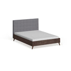Carson Carrington Harjavalta Mid-century Grey Upholstered Walnut Wood Platform Bed