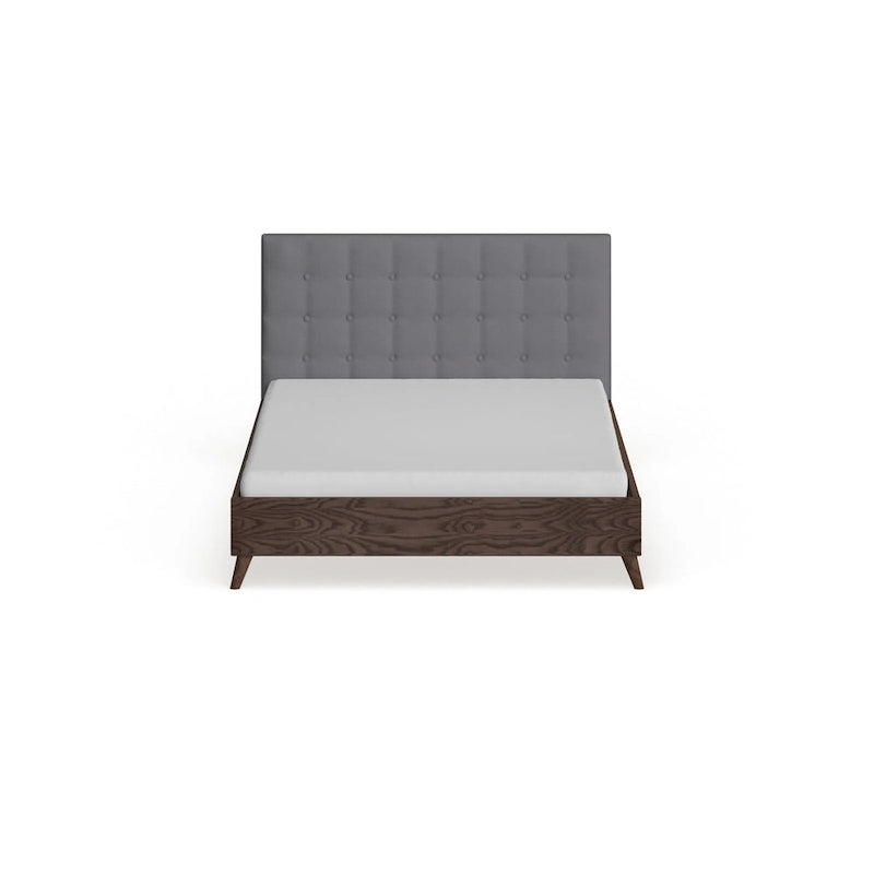Carson Carrington Harjavalta Mid-century Grey Upholstered Walnut Wood Platform Bed