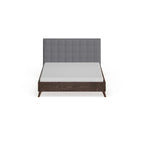 Carson Carrington Harjavalta Mid-century Grey Upholstered Walnut Wood Platform Bed