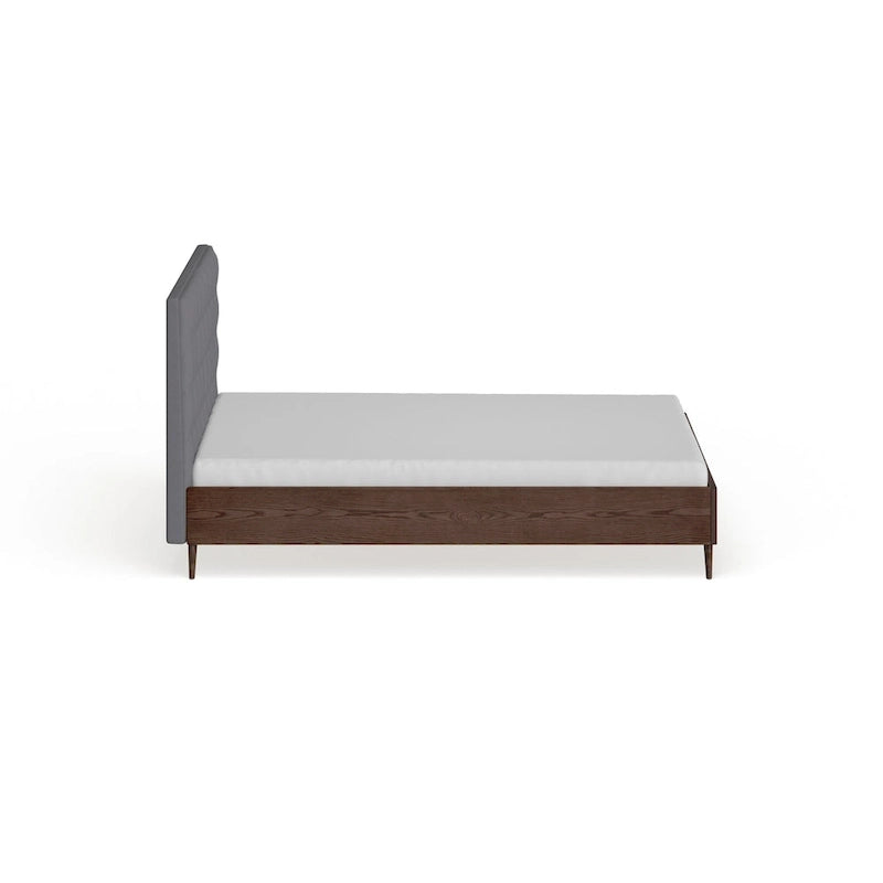 Carson Carrington Harjavalta Mid-century Grey Upholstered Walnut Wood Platform Bed