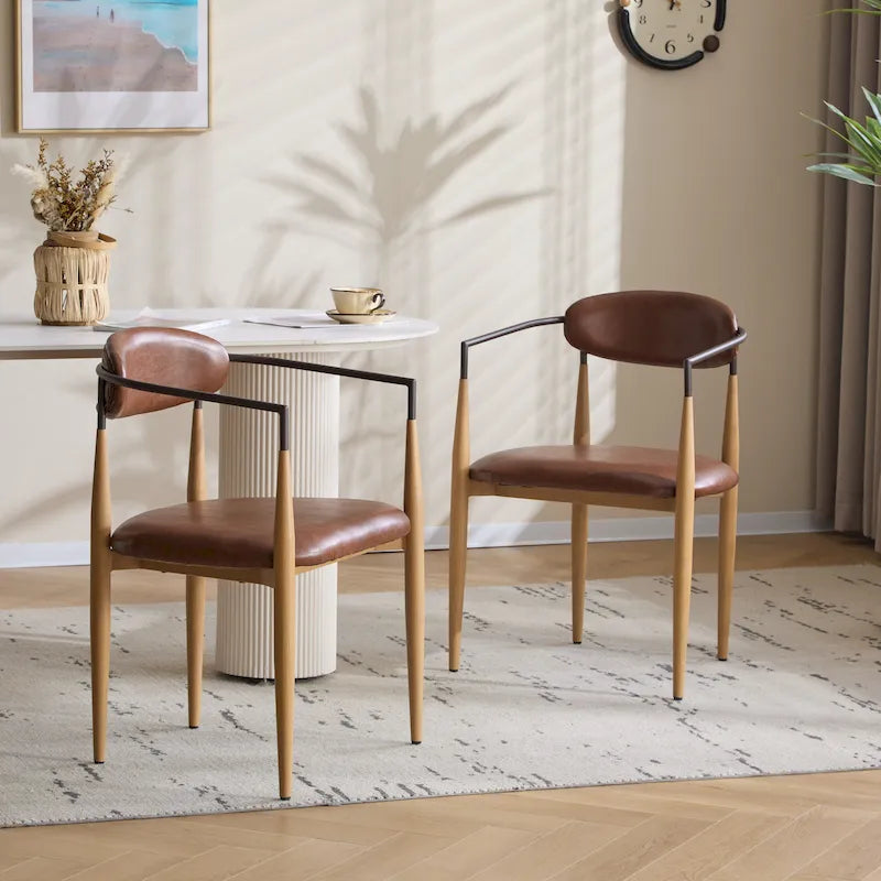 Modern Industrial Elmore Upholstered Dining Chairs (Set of 2) with Iron Frame by Christopher Knight Home
