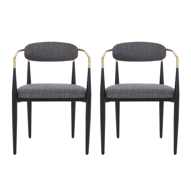 Modern Industrial Elmore Upholstered Dining Chairs (Set of 2) with Iron Frame by Christopher Knight Home