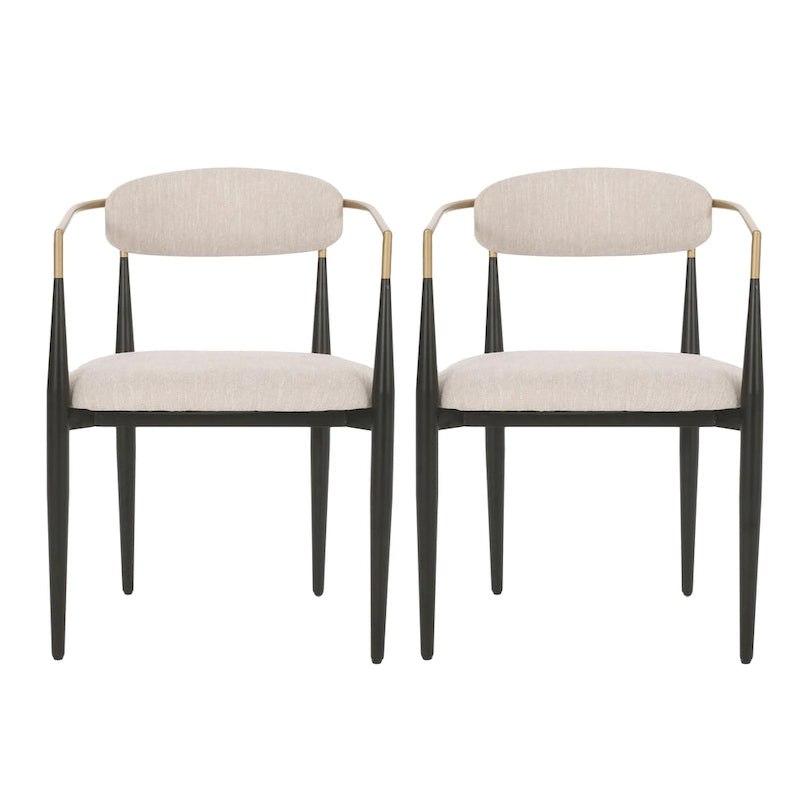 Modern Industrial Elmore Upholstered Dining Chairs (Set of 2) with Iron Frame by Christopher Knight Home