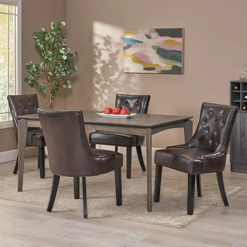 Hayden Contemporary Tufted Bonded Leather Dining Chairs (Set of 4) by Christopher Knight Home