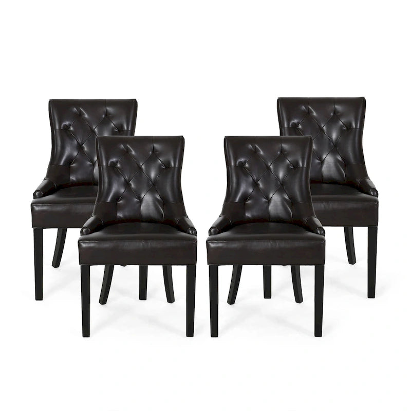 Hayden Contemporary Tufted Bonded Leather Dining Chairs (Set of 4) by Christopher Knight Home