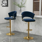 Set of 2 Bar Stool Adjustable Height with Swivel Seat