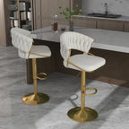 Set of 2 Bar Stool Adjustable Height with Swivel Seat