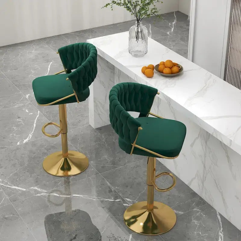 Set of 2 Bar Stool Adjustable Height with Swivel Seat