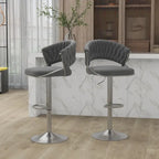 Set of 2 Bar Stool Adjustable Height with Swivel Seat