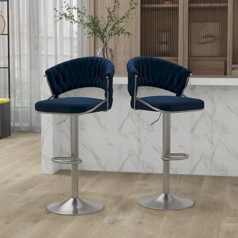 Set of 2 Bar Stool Adjustable Height with Swivel Seat