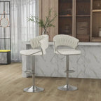Set of 2 Bar Stool Adjustable Height with Swivel Seat