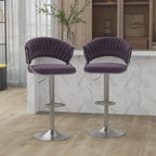 Set of 2 Bar Stool Adjustable Height with Swivel Seat