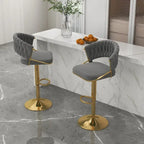 Set of 2 Bar Stool Adjustable Height with Swivel Seat