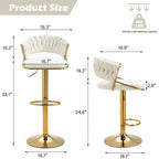 Set of 2 Bar Stool Adjustable Height with Swivel Seat