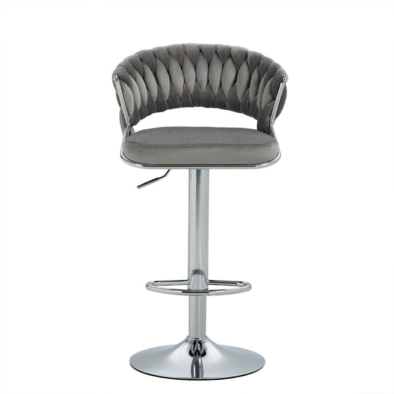 Set of 2 Bar Stool Adjustable Height with Swivel Seat