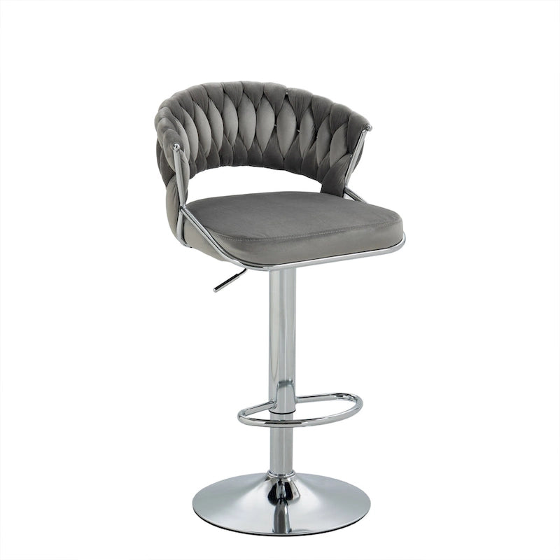 Set of 2 Bar Stool Adjustable Height with Swivel Seat