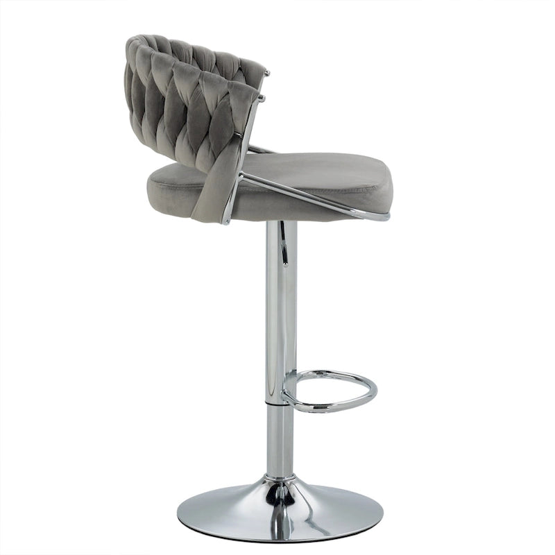 Set of 2 Bar Stool Adjustable Height with Swivel Seat