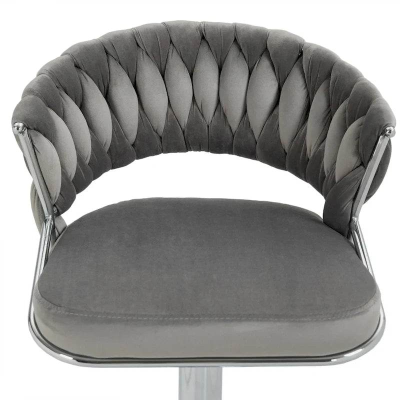 Set of 2 Bar Stool Adjustable Height with Swivel Seat