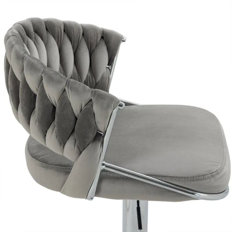 Set of 2 Bar Stool Adjustable Height with Swivel Seat