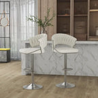 Set of 2 Bar Stool Adjustable Height with Swivel Seat