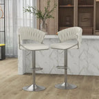 Set of 2 Bar Stool Adjustable Height with Swivel Seat
