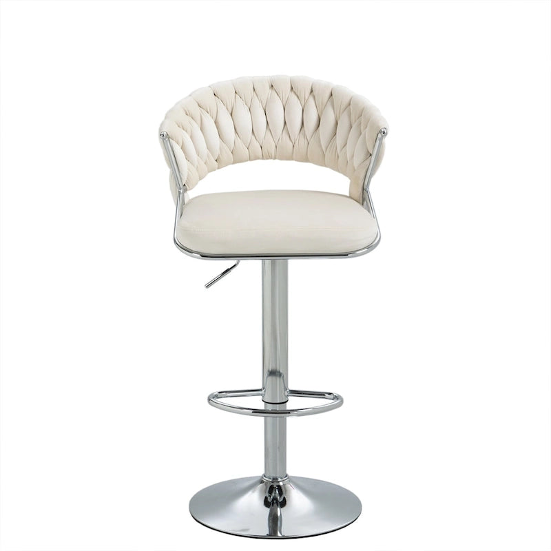 Set of 2 Bar Stool Adjustable Height with Swivel Seat