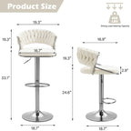 Set of 2 Bar Stool Adjustable Height with Swivel Seat