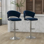 Set of 2 Bar Stool Adjustable Height with Swivel Seat