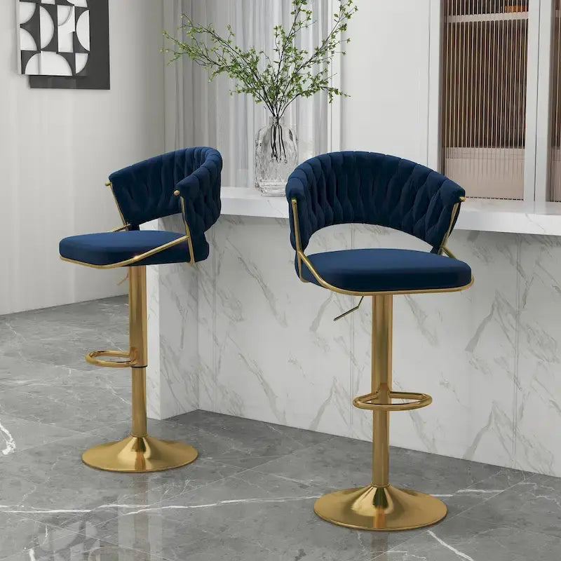 Set of 2 Bar Stool Adjustable Height with Swivel Seat