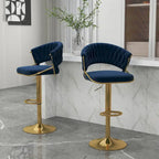 Set of 2 Bar Stool Adjustable Height with Swivel Seat