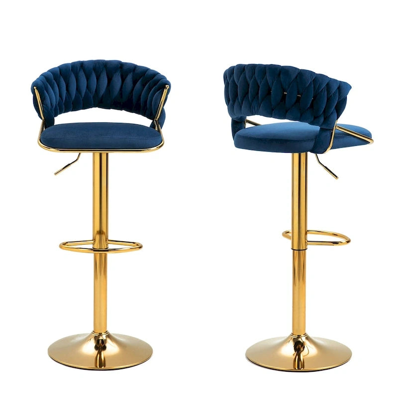 Set of 2 Bar Stool Adjustable Height with Swivel Seat