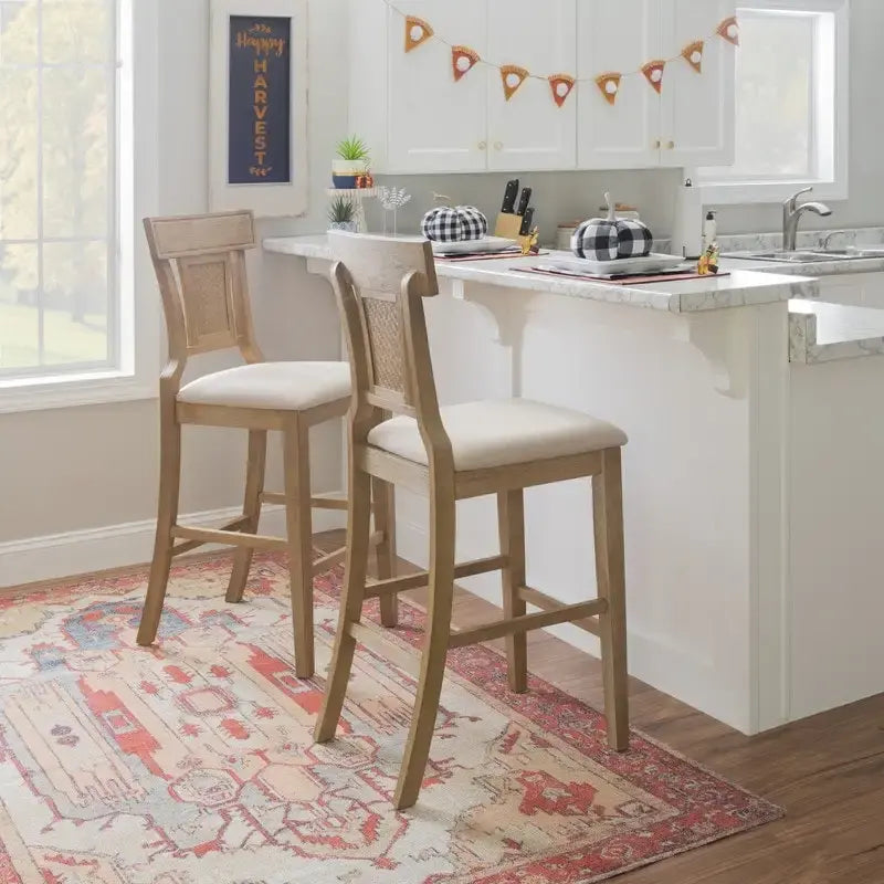 Ryder Handwoven Rattan Farmhouse Bar Stool