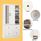 Wardrobe Closet Armoire Mirror Scalable Hanging Rod Storage Dresser