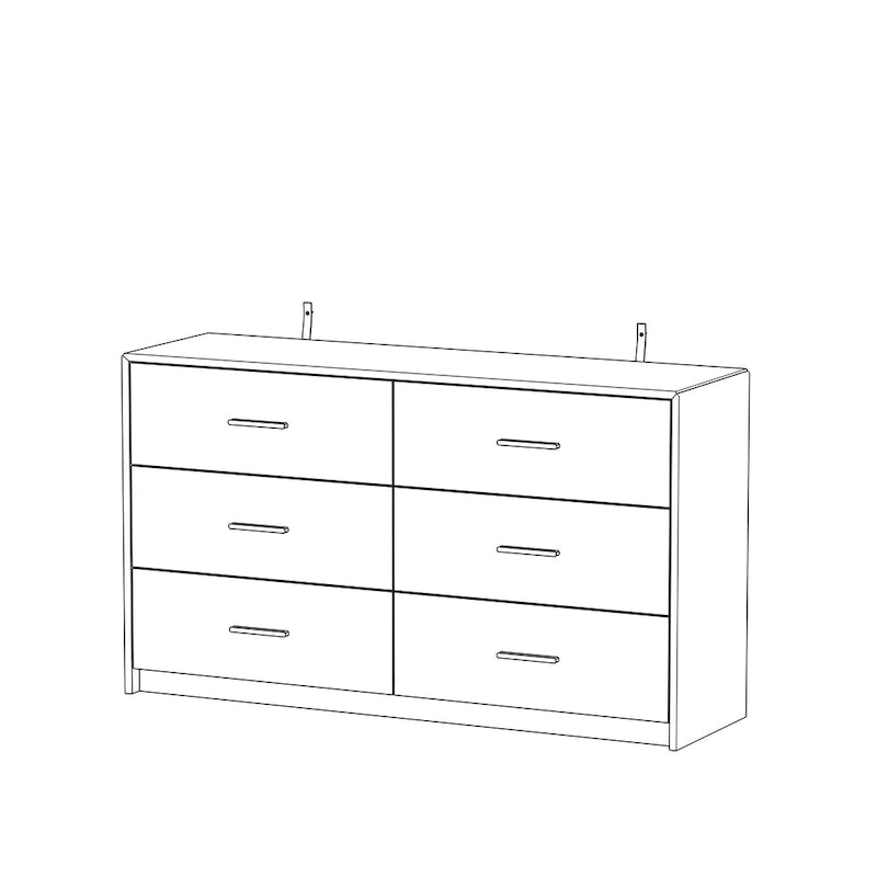 Organize with Elegance: Black and Gold 6-Drawer Dresser Glossy Chest