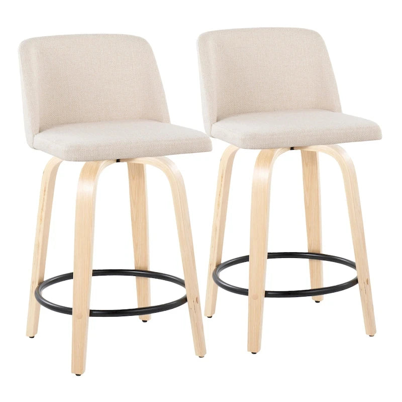 Carson Carrington Vallberga 24 Counter Stool with Natural Wood Base (Set of 2)