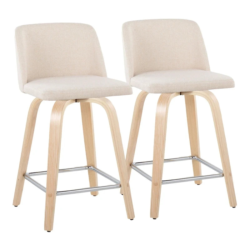 Carson Carrington Vallberga 24 Counter Stool with Natural Wood Base (Set of 2)