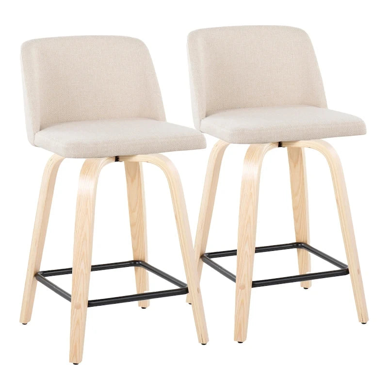Carson Carrington Vallberga 24 Counter Stool with Natural Wood Base (Set of 2)