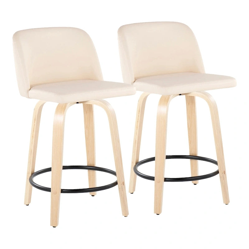 Carson Carrington Vallberga 24 Counter Stool with Natural Wood Base (Set of 2)