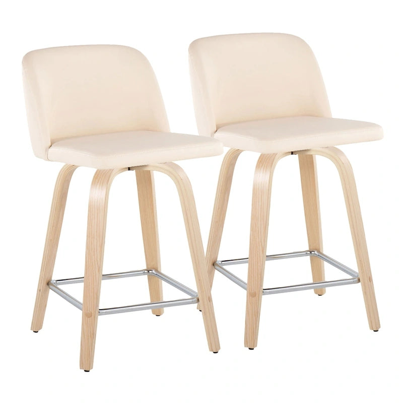 Carson Carrington Vallberga 24 Counter Stool with Natural Wood Base (Set of 2)