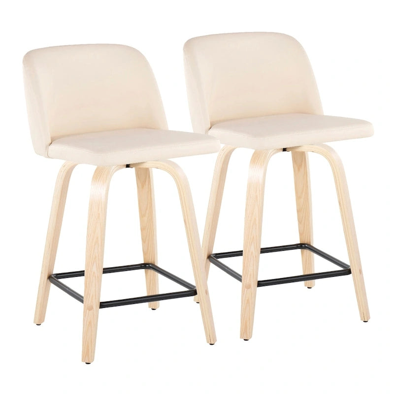 Carson Carrington Vallberga 24 Counter Stool with Natural Wood Base (Set of 2)
