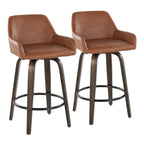 Porch & Den Galotti 26 Fixed-Height Counter Stool with Bent Wood Legs & Round Footrest (Set of 2)