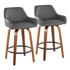 Porch & Den Galotti 26 Fixed-Height Counter Stool with Bent Wood Legs & Round Footrest (Set of 2)